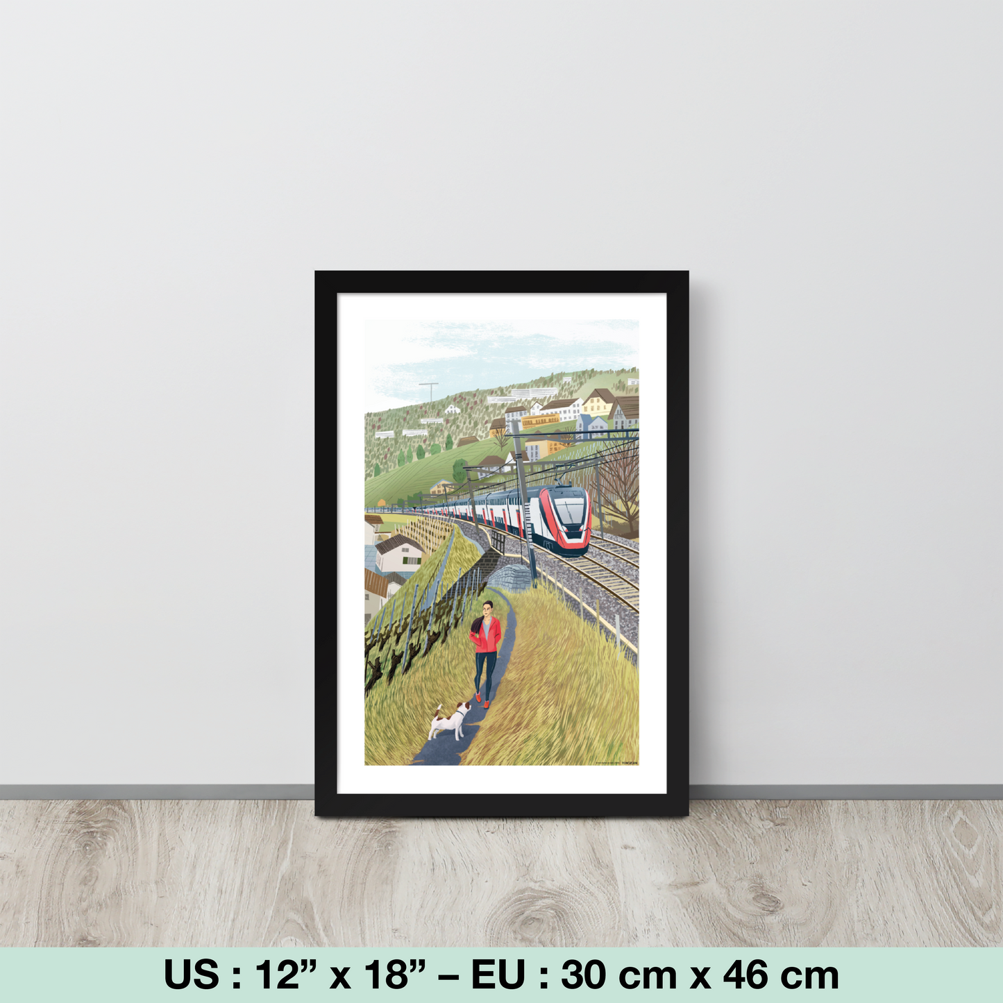 Entre vignes et rails (tirage encadré)