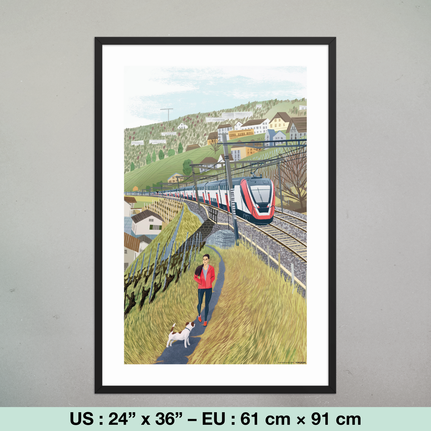 Entre vignes et rails (tirage encadré)