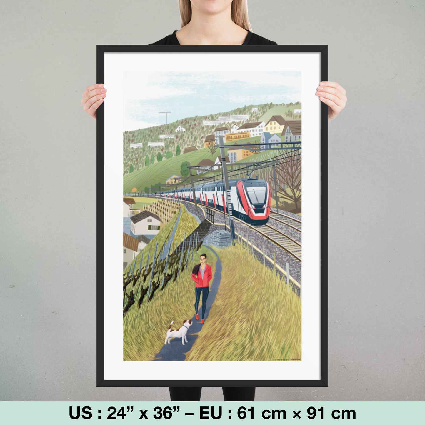 Entre vignes et rails (tirage encadré)