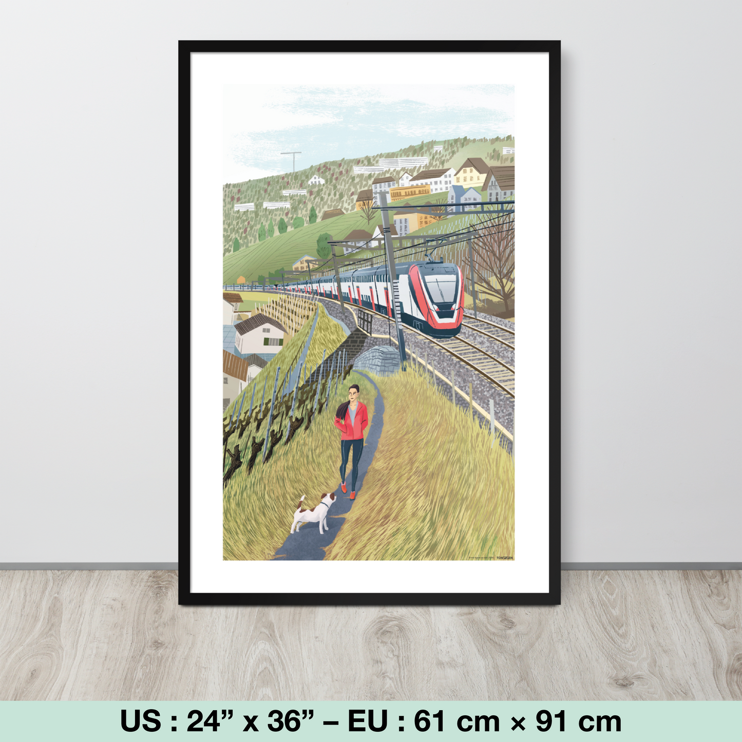 Entre vignes et rails (tirage encadré)