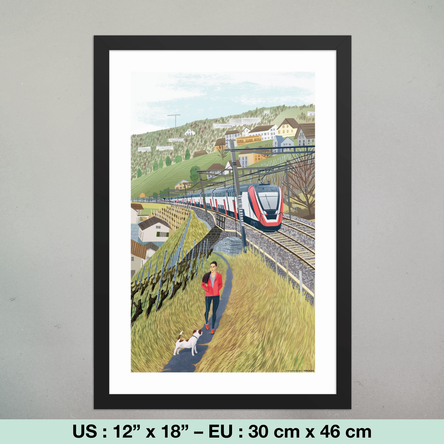 Entre vignes et rails (tirage encadré)