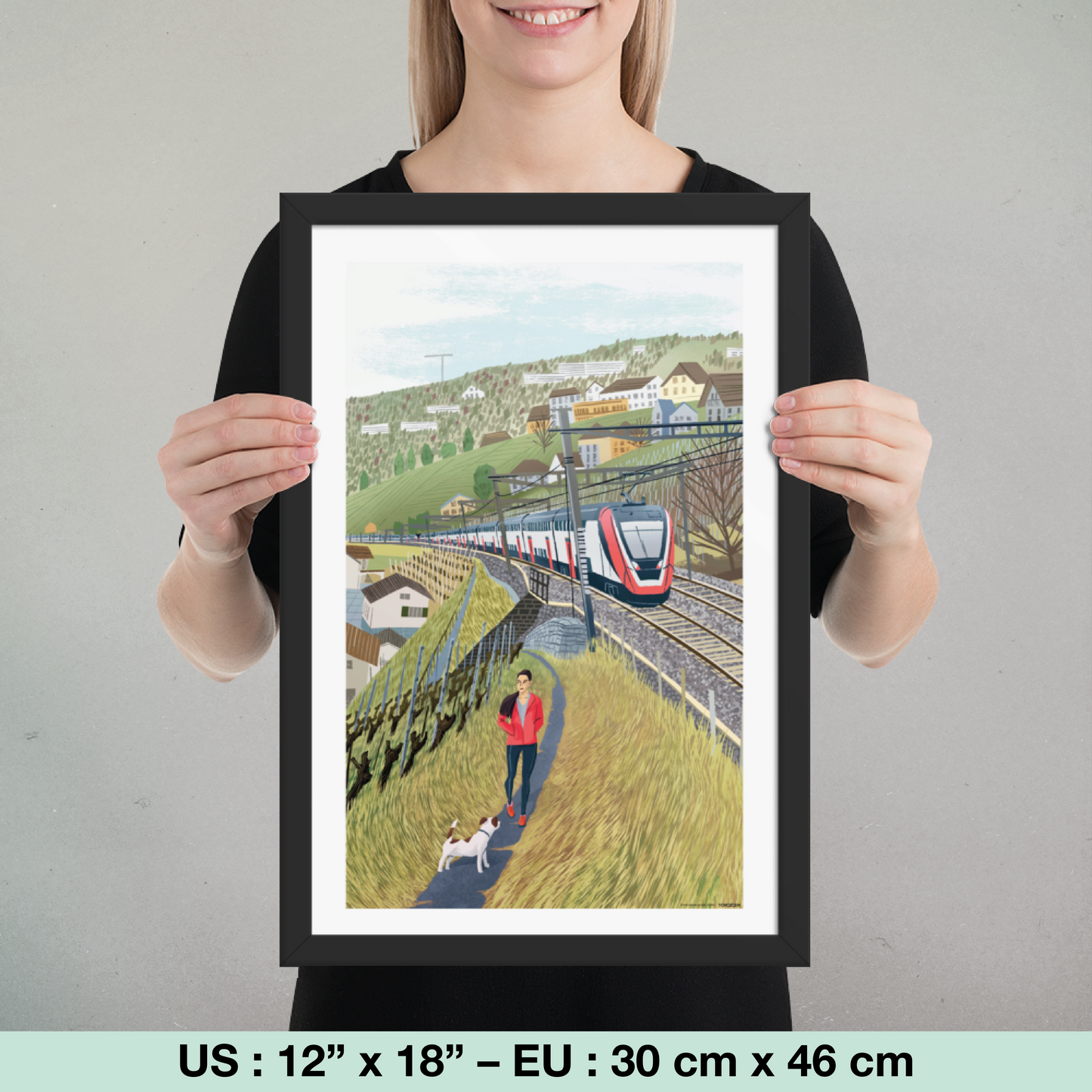 Entre vignes et rails (tirage encadré)